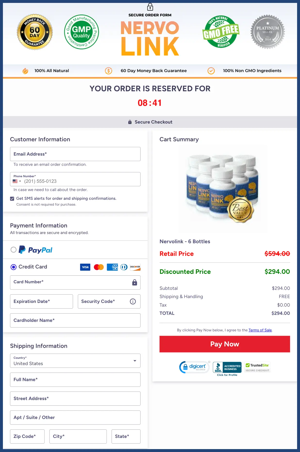 NervoLink Official Website Secure Order Page